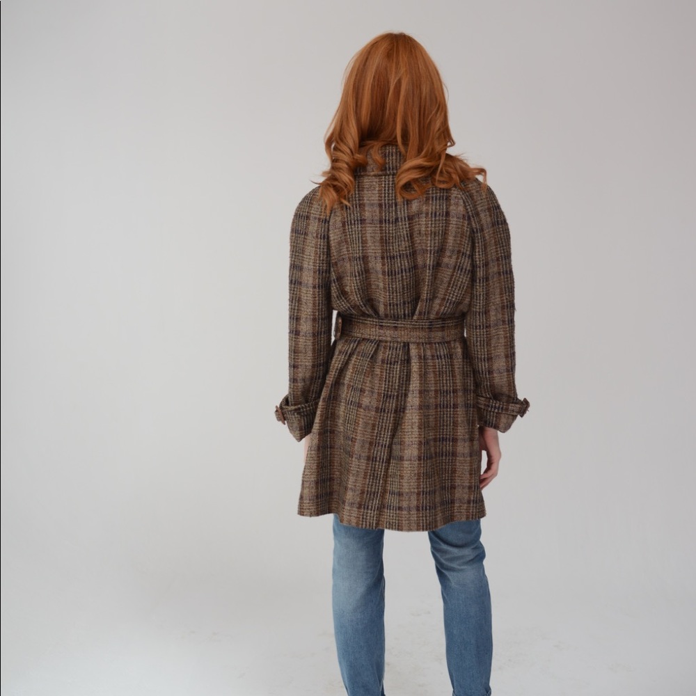 Dolce & Gabbana Brown Tweed Metallic Trench with Leather Detailing - Picture 6 of 14